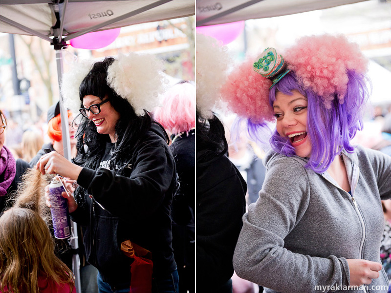 FestiFools 2012 |  Orbit Hair Design was out on the street doing Foolish do’s. (They had originally planned to coif FoolMoon revelers, but decided to reschedule due to Friday night’s dicey weather conditions.)