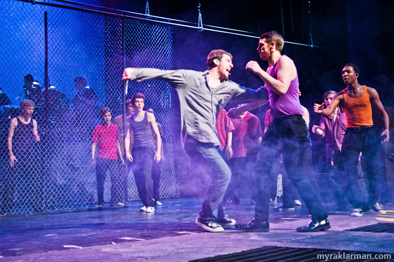 Pioneer Theatre Guild: West Side Story | Tony reflexively kills Bernardo just moments after Bernardo kills Riff.  (Ari Axelrod and Levi Brown)