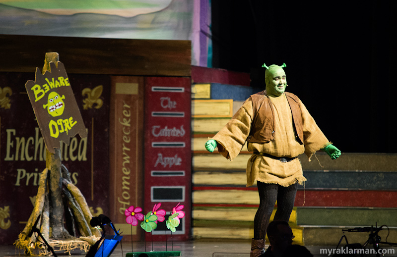 Shrek The Musical | Shrek (Andrew Nazzaro) just demonstrated his gardening prowess. A little potassium-rich flatulence in the flowers’ general direction, et voilà — we have blooms. Nicely done, props!