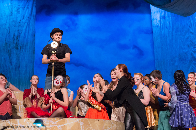 Pioneer Theatre Guild: Pippin | Next on his journey, Pippin (Oren Steiner) becomes a politician, vowing to take the crown from his tyrannical father, as citizens rejoice at his radically peaceful ideas. “Down with Charles! Up with… ME!”