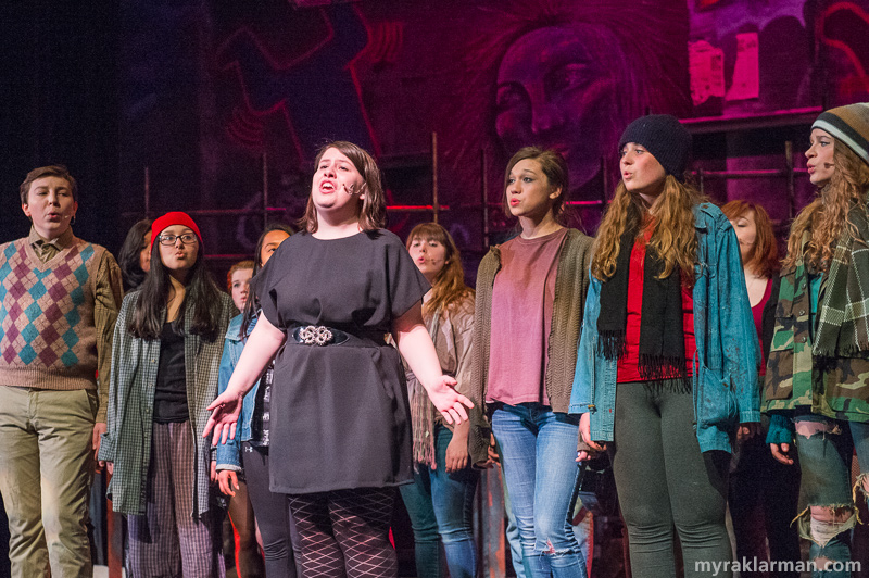 Pioneer Theatre Guild: Rent | One of the “Seasons of Love” soloists, Abigail Hirshbein, helps open the second act of the show, while the whole cast backs her up in a beautiful rendition of this famous number. It was certainly a cast, crew, and crowd pleaser!