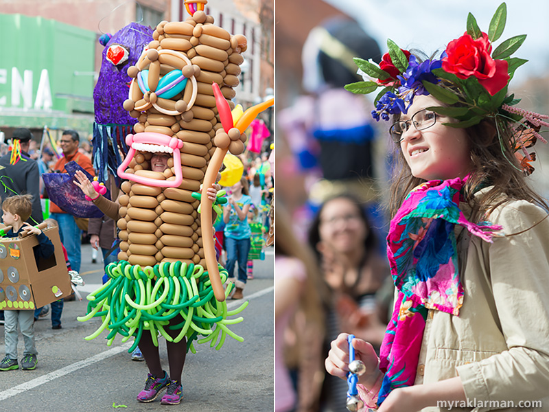 FestiFools 2015 | Balloon ninja Carolynn Hayman is, as best as I can tell, some sort of Tiki-Bar-Totem-Hula-Girl.
