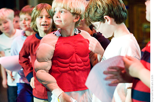 Auspicious Beginnings | Beauty and the Beast (2008) | The third grade boys during rehearsal at Tappan. I can’t be sure, but I think one of them might be juicing. 