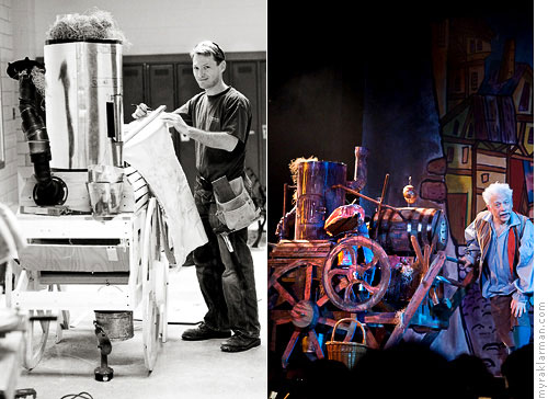 Burns Park Players: Beauty and the Beast | Set crew member Jim Wallace engineered and built Maurice’s invention, including all the bell[ow]s, whistles, fire, and smoke. 