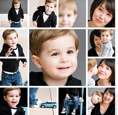 Dawn Inspires | I got to photograph this adorable mother and son for a surprise birthday present for Daddy. The template allows me to show all the playful moments I captured — at a glance.