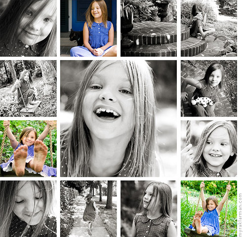 Dawn Inspires | Using my new template from Dawn Mikulich. I love how this 8-year-old’s portraits play off each other in this configuration. You can almost get a sense of how much we ran around together during the session!