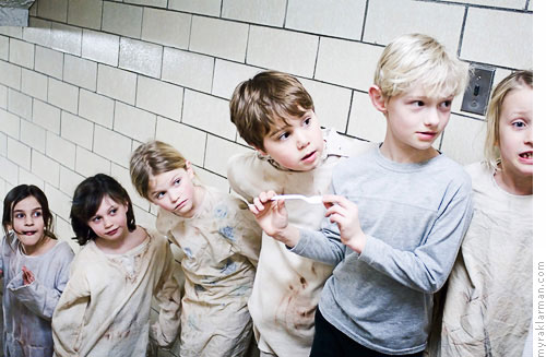 Burns Park Players: Oliver! | First and second graders await their cue.