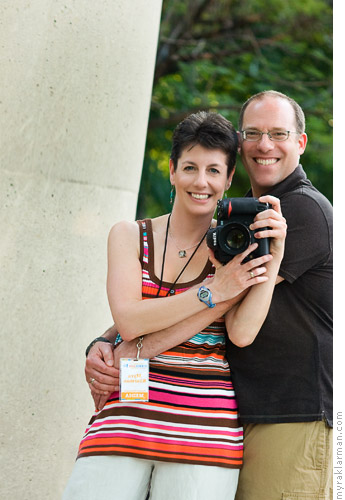 outside.IN: Artist Reception | Self-portrait with Rico in the mirror-like glass outside the Power Center. Robb knighted me “Festival Photographer”; and I wear my new media badge with pride, but also with an abiding sense of responsibility and a commitment to faithfully execute all the duties of that office (wink).