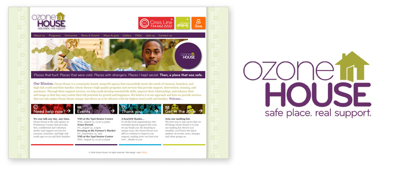 “Journey of Inspiration” | Ozone House’s new website (under development) and new logo, both designed by Pryor Design Co. 