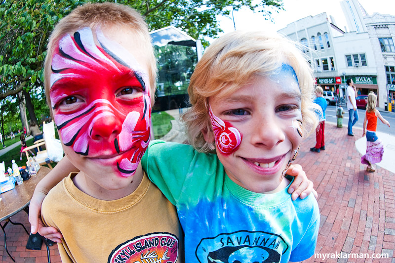 First Friday: Ann Arbor Summer Festival 2009 | Not everyone chose to be an animal or superhero. These boys love their Red Wings, and Body Masterpiece surely delivered.