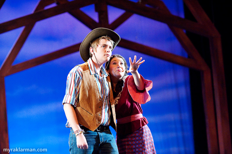 Pioneer Theatre Guild: Oklahoma! | Will (Schuyler Robinson) and Ado Annie (Maia Gleason) argue over the ground rules for their relationship.