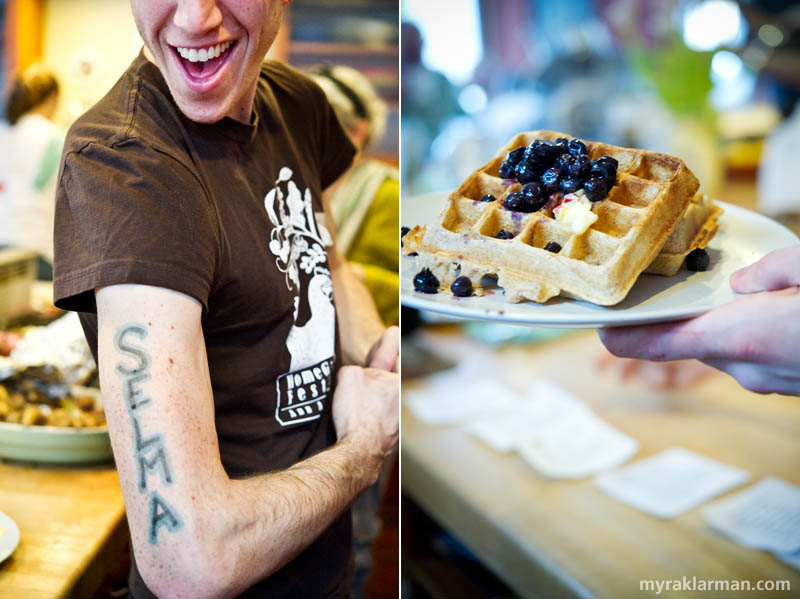 Happy 1st Birthday Selma Café: February 19, 2010 | Remi Holden celebrated Selma’s “first b” with ink. | Waffles up!