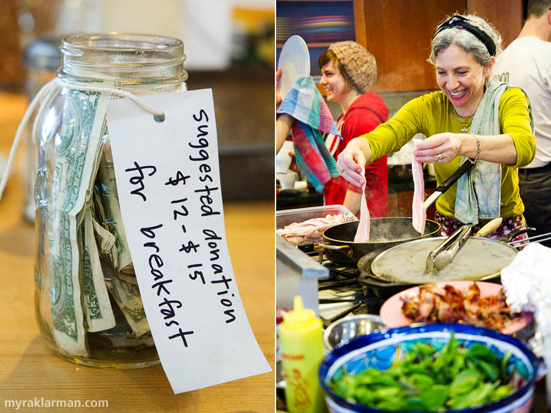 Happy 1st Birthday Selma Café: February 19, 2010 | Selma raises lots o’ “bacon” ($50,000 in donations to date) for local food-related causes. | Lisa brings home the bacon, fries it up in a pan, and — well, you know.