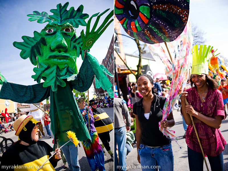 FestiFools 2010 | Left: Community volunteers Jeanne Mackey and Pattie Postel teamed up to design and create a giant puppet.