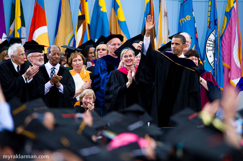 President Obama @ UM Commencement 2010 | Stanford R. Ovshinsky, Ornette Coleman, Jean W. Campbell (seated), and, of course, Obama all received honorary degrees. Honorary degrees were also awarded to Susan Stamberg and Charles M. Vest (not pictured).