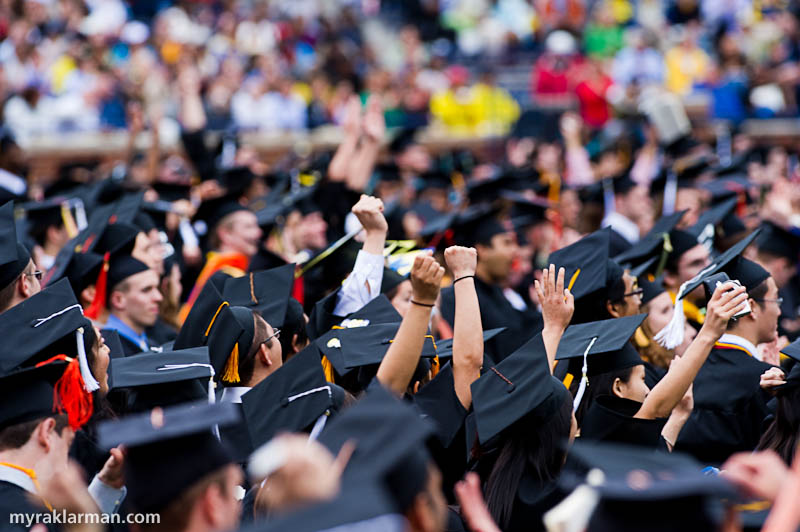 President Obama @ UM Commencement 2010 | Just because nobody actually knows the lyrics to UM’s alma mater doesn’t mean we can’t pump our fists in the air and fake our way through it. “Hurrah for the Yellow and Blue!”