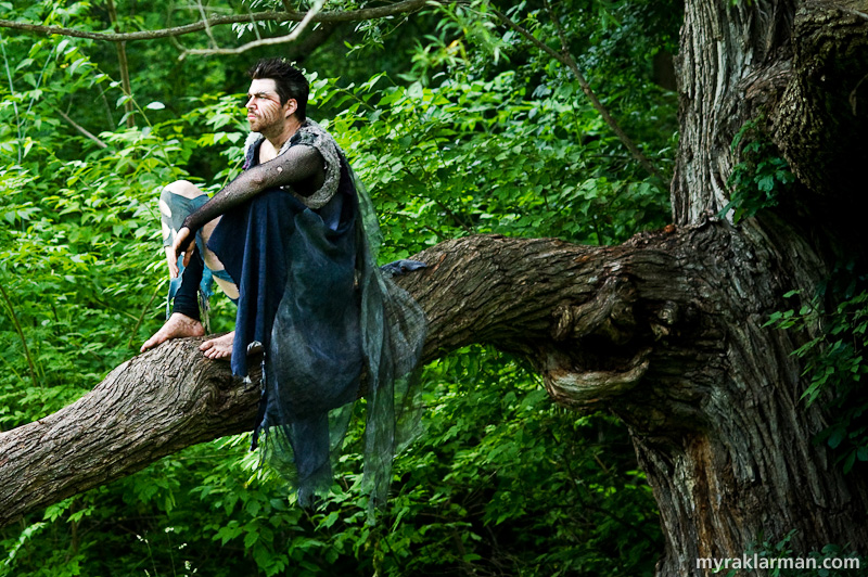 Shakespeare in the Arb: A Midsummer Night’s Dream | Oberon (Graham Atkin) observes the action from his lushly wooded perch. Atkin also played Oberon in the 2001 production.