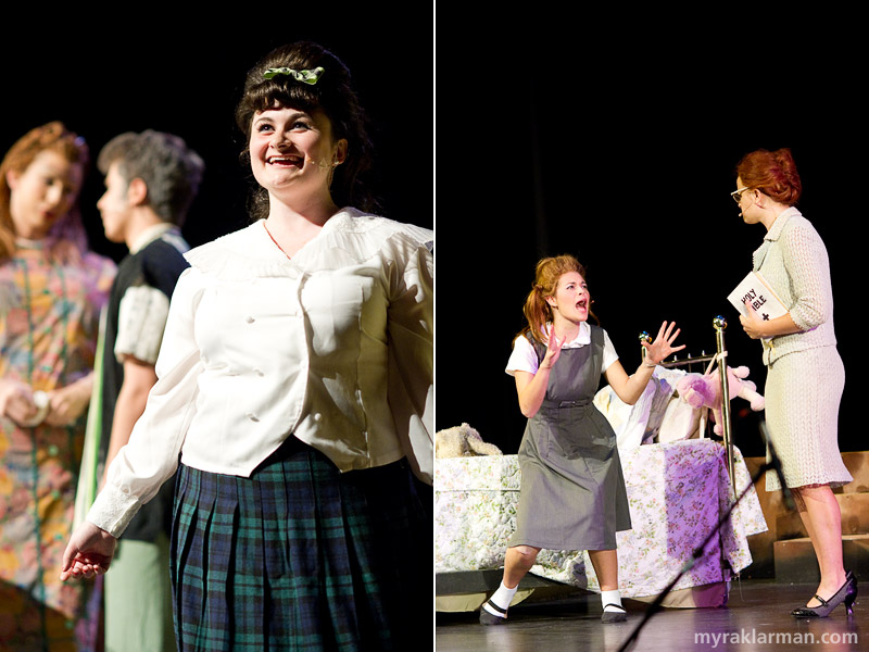 Pioneer Theatre Guild: Hairspray | Tracy Turnblad (Grace Gilmore) dreams of dancing on her all-time-favorite television program. | Tracy’s perennial sidekick and best friend Penny Pingleton (Mara Abramson) soberly reasons with her (racist, retrograde) mother (Taylor Jahnke) in “Mama, I’m a Big Girl Now.”
