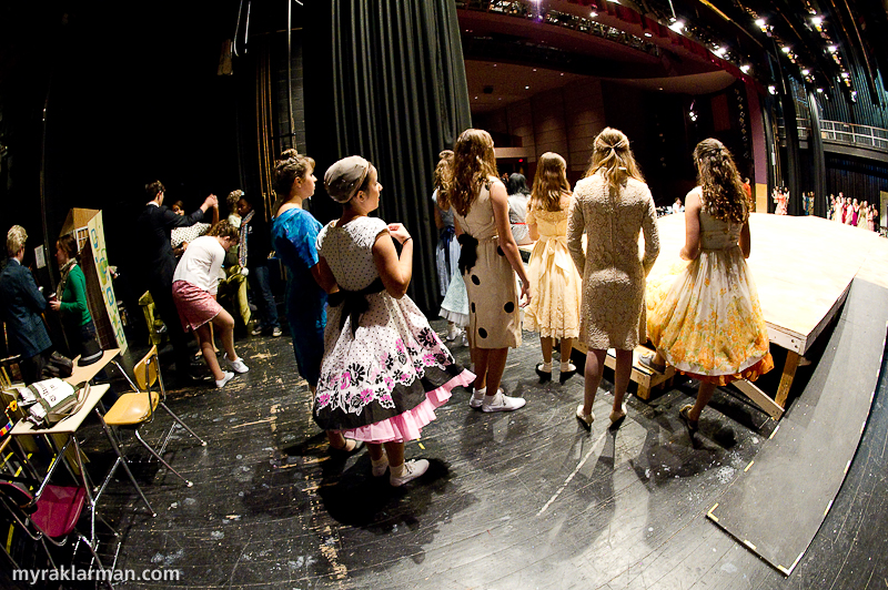 Pioneer Theatre Guild: Hairspray | Before the final dress rehearsal officially started, one of the more complex numbers gets a run-through. I call this shot my “Hairspray Degas.”
