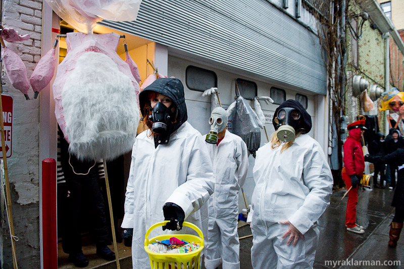 FestiFools 2011 | I couldn’t quite tell if this HazMat team was trying to protect themselves, their puppet, or the crowd, but I enjoyed their theatrics all the same. 