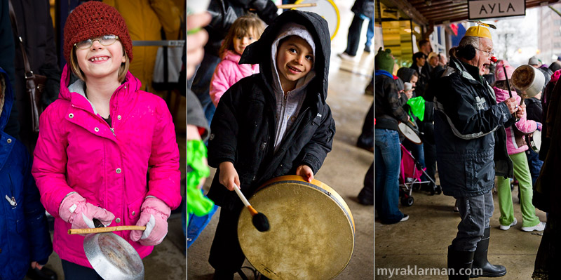 FestiFools 2011 | A large collections of drums, pots, and pans were made available to anyone who wanted to bang out some grooves with Groove. Thanks to Lori Fithian of Drummunity for facilitating this!