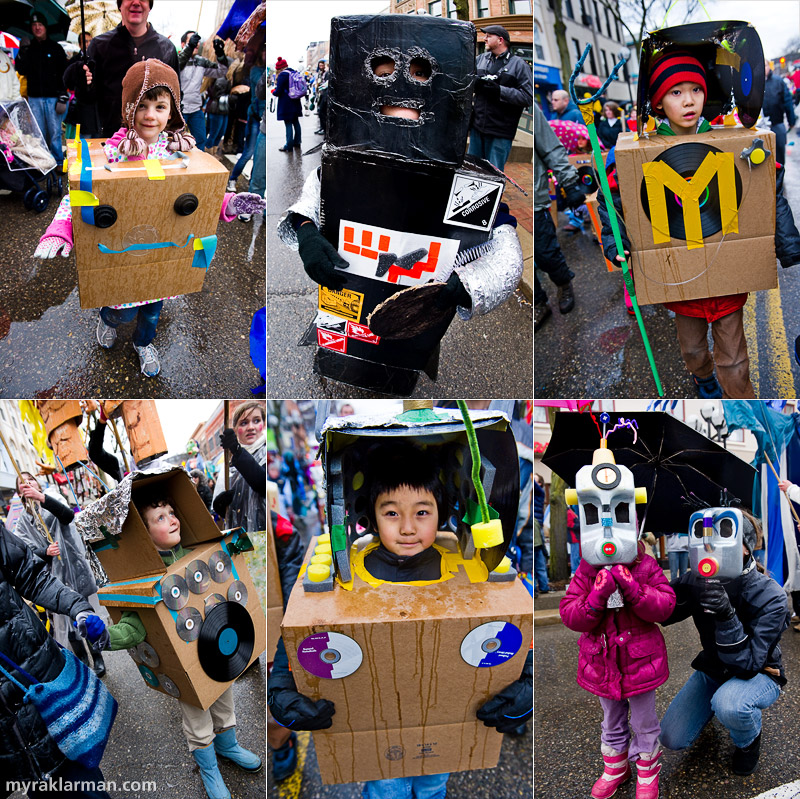 FestiFools 2011 | 826michigan and the Ann Arbor District Library once again teamed up to help scores of children get robotized. Apparently, quite a few of these robots are audiophile hipsters — note the prevalence of vinyl LPs!