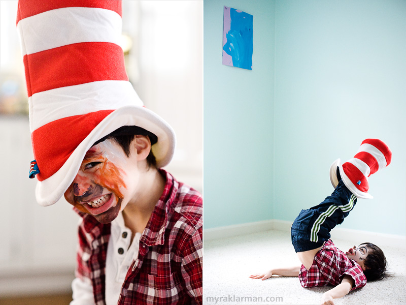 Pioneer Theatre Guild: Seussical (Publicity Shoot) | Taken in 2008: Max is his own make-up artist. | A new day with new face paint (albeit same shirt). The hat continues to give us hours of entertainment. “Oh, the things you can do when your hat is your shoe!”