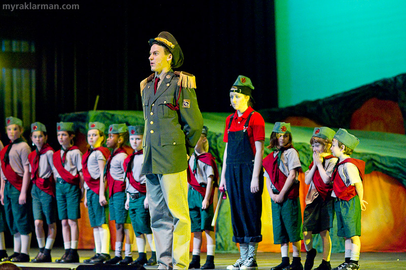 Pioneer Theatre Guild: Seussical | “Green Eggs and Ham II”: As Christmas and the threat of war near, Jojo gathers his nerve to go AWOL. (Some of the littlest cadets, no doubt, found it hard not to giggle. I would have, too.)