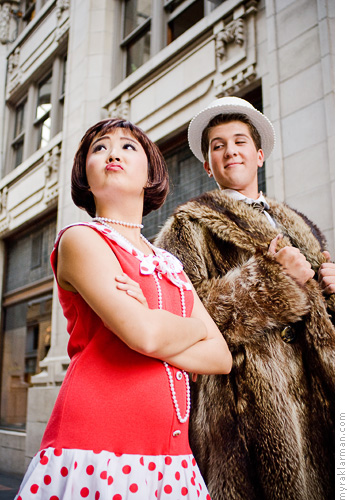 Pioneer Theatre Guild: Thoroughly Modern Millie (Publicity Shoot) | Jimmy Smith (Tim Van Riper) messes with Millie.