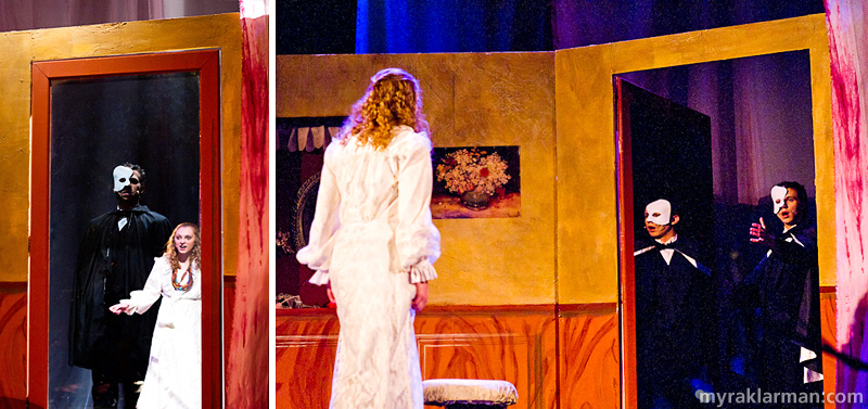 Pioneer Theatre Guild: Phantom of the Opera | “Angel of Music/The Mirror”: In Christine’s dressing room after the show, the Phantom makes his entrance — as an apparition in her dressing mirror. Mitchell Fehrle designed the Phantom’s distinctive mask. (Hank Miller and Karina Stribley)